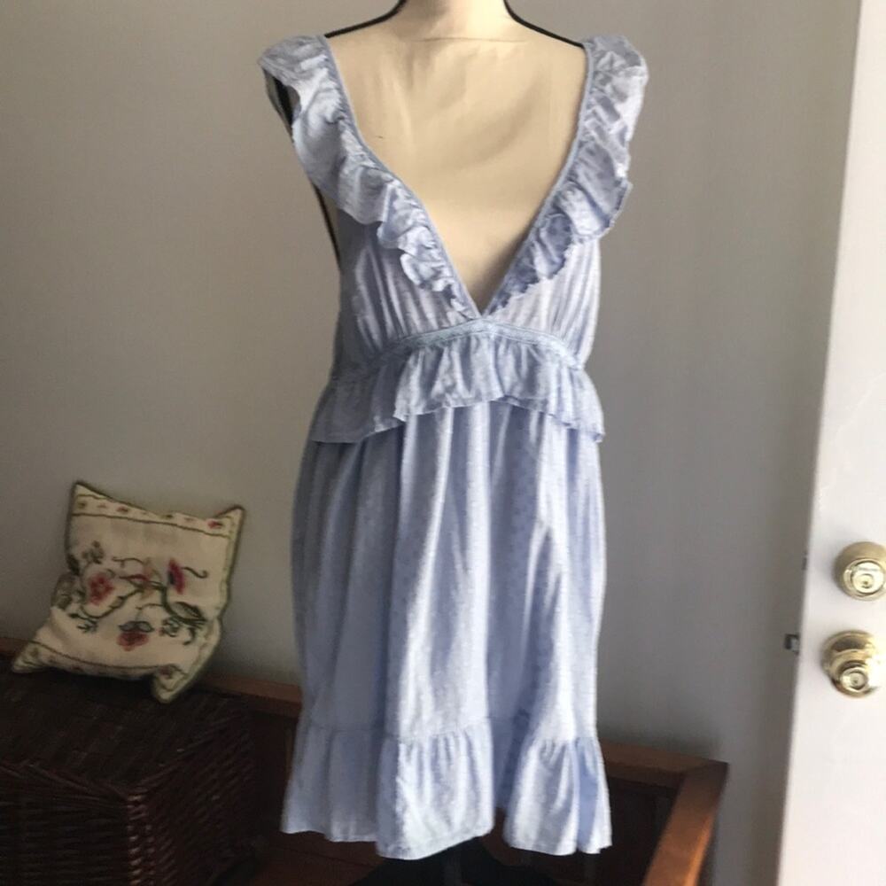 Women’s ASOS coquette girl whimsigoth blue Swiss dot halter style mini dress 12